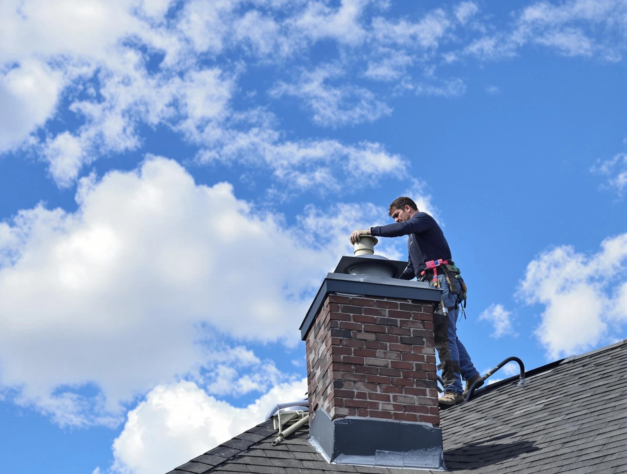 Westfield Chimney Sweep installing a sturdy chimney cap in Westfield, NJ