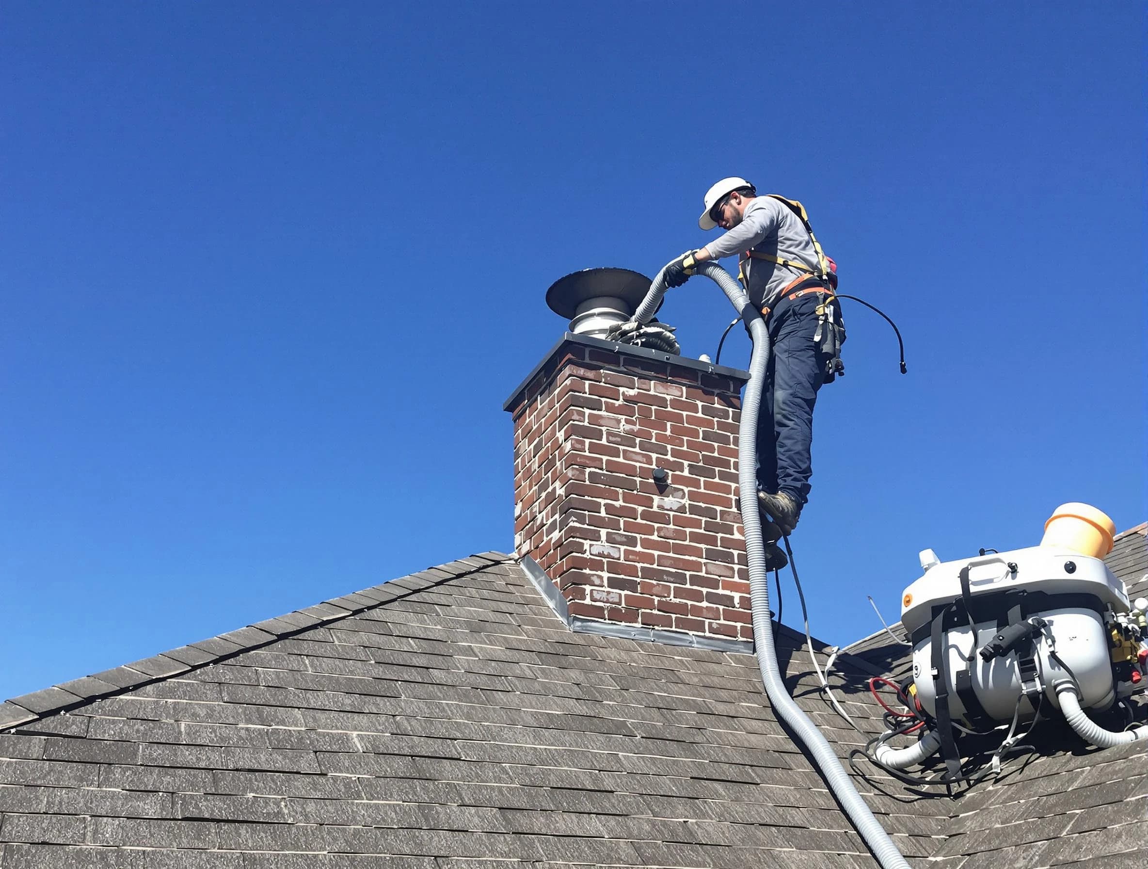 Dedicated Westfield Chimney Sweep team member cleaning a chimney in Westfield, NJ