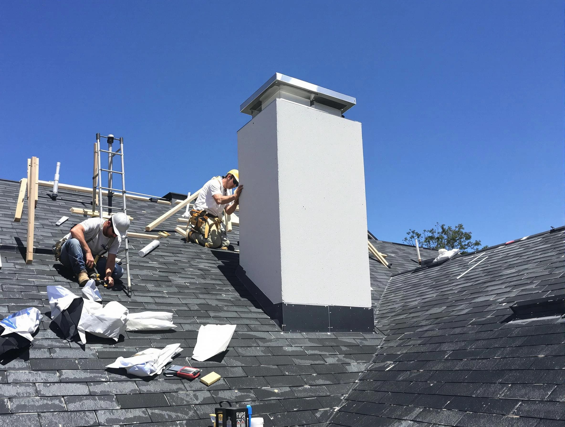 Westfield Chimney Sweep crew installing a new chimney in Westfield, NJ