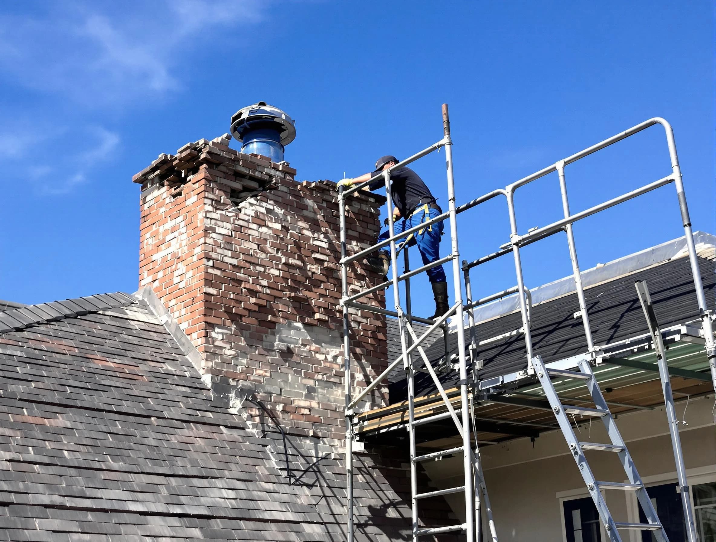 Rebuilding a chimney structure by Westfield Chimney Sweep in Westfield, NJ