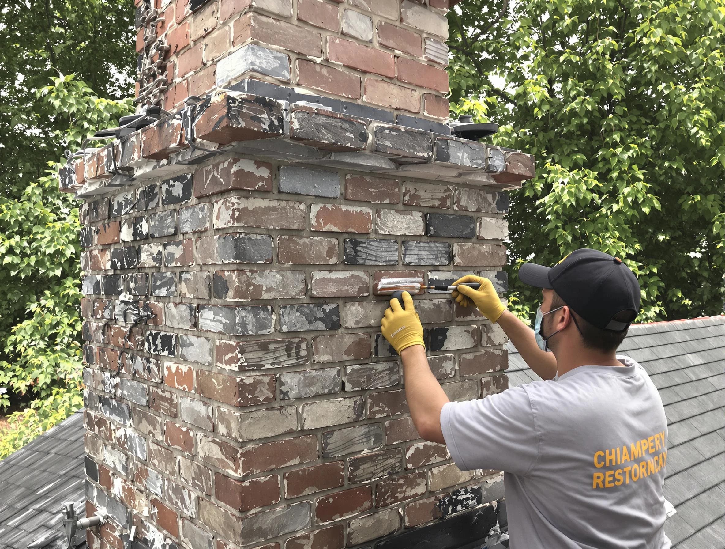 In-progress chimney restoration by Westfield Chimney Sweep in Westfield, NJ