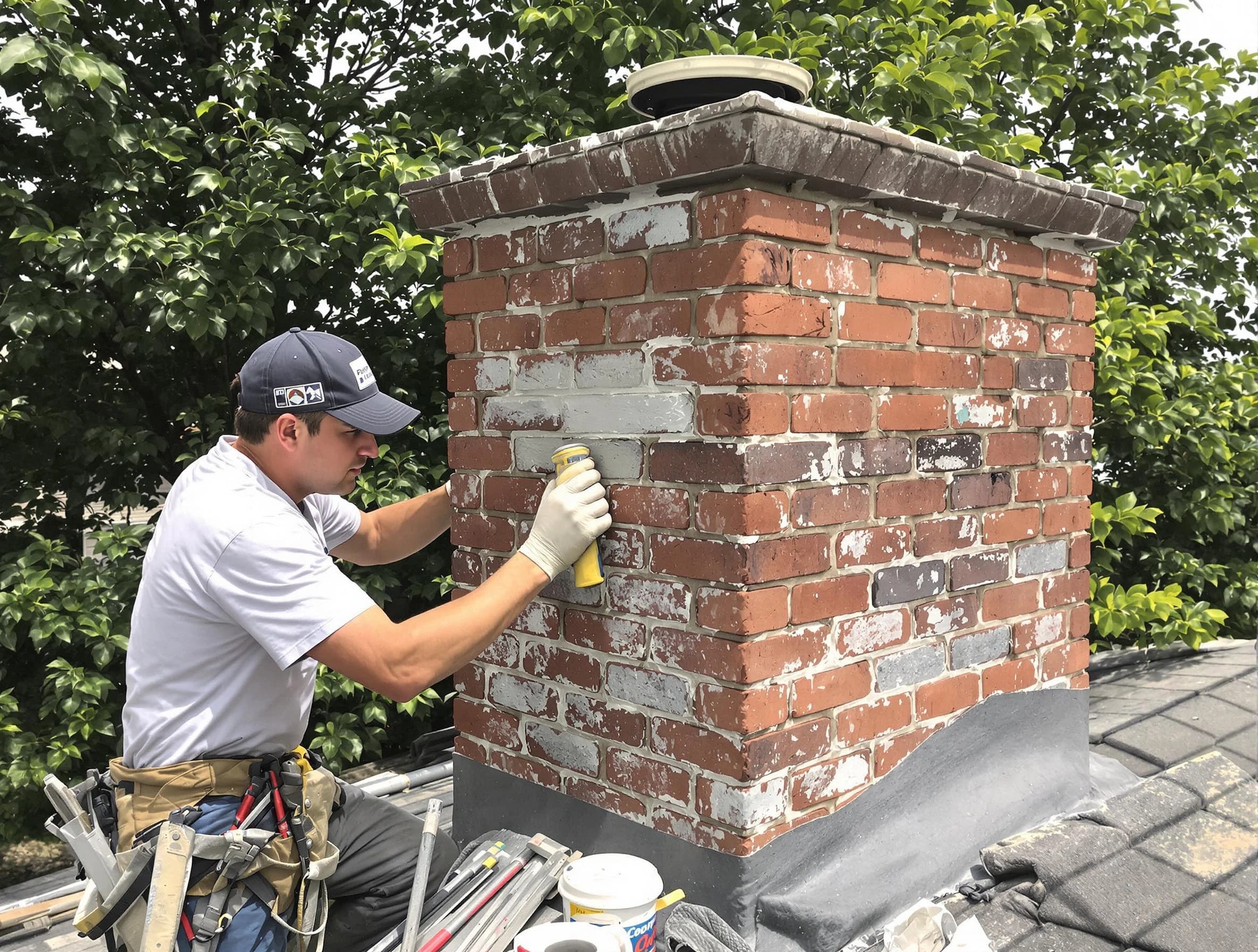 Westfield Chimney Sweep restoring an aging chimney in Westfield, NJ