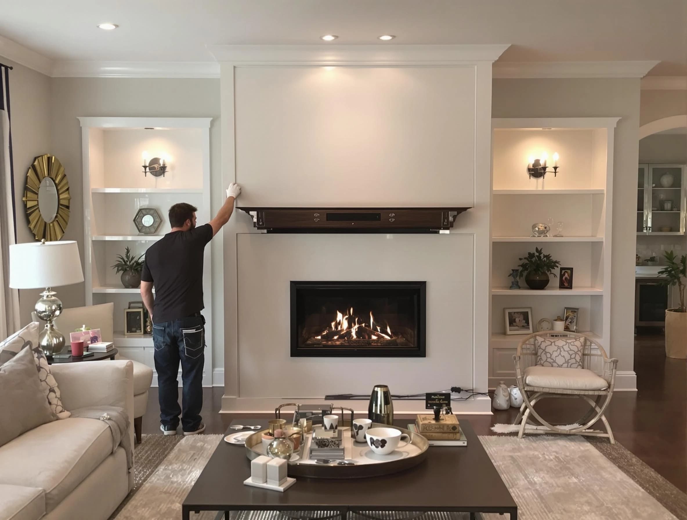 Westfield Chimney Sweep installing a new fireplace in Westfield, NJ