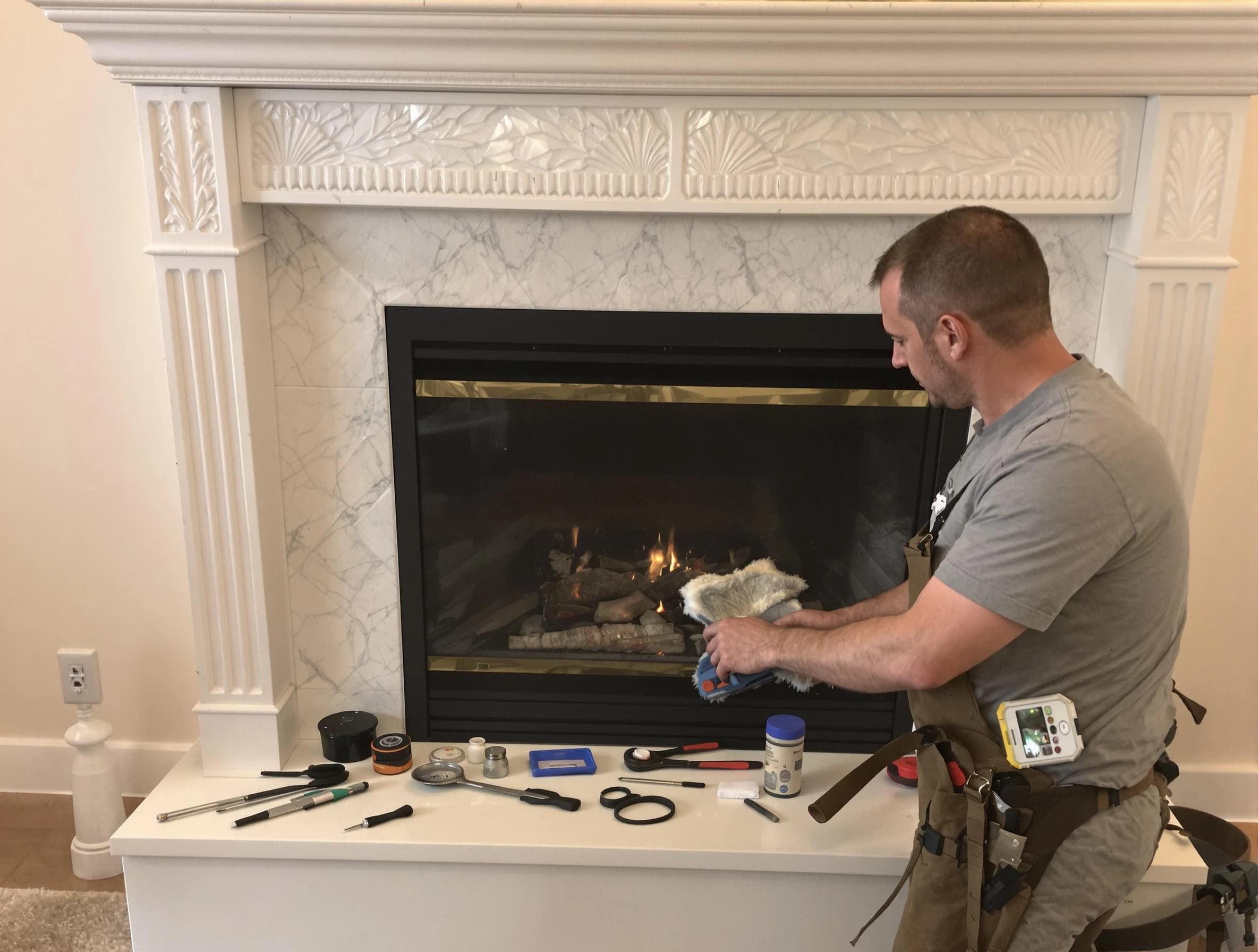 Westfield Chimney Sweep performing fireplace maintenance in Westfield, NJ